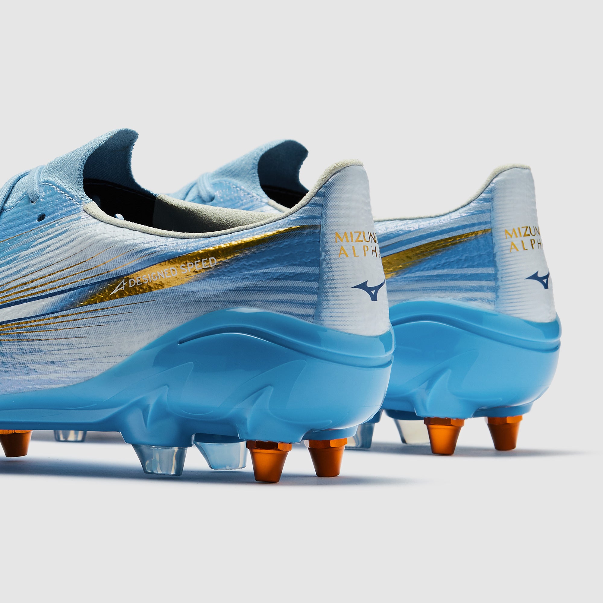 Mizuno Alpha III Elite Mix Soft Ground - Celeste/White - Adult Boots