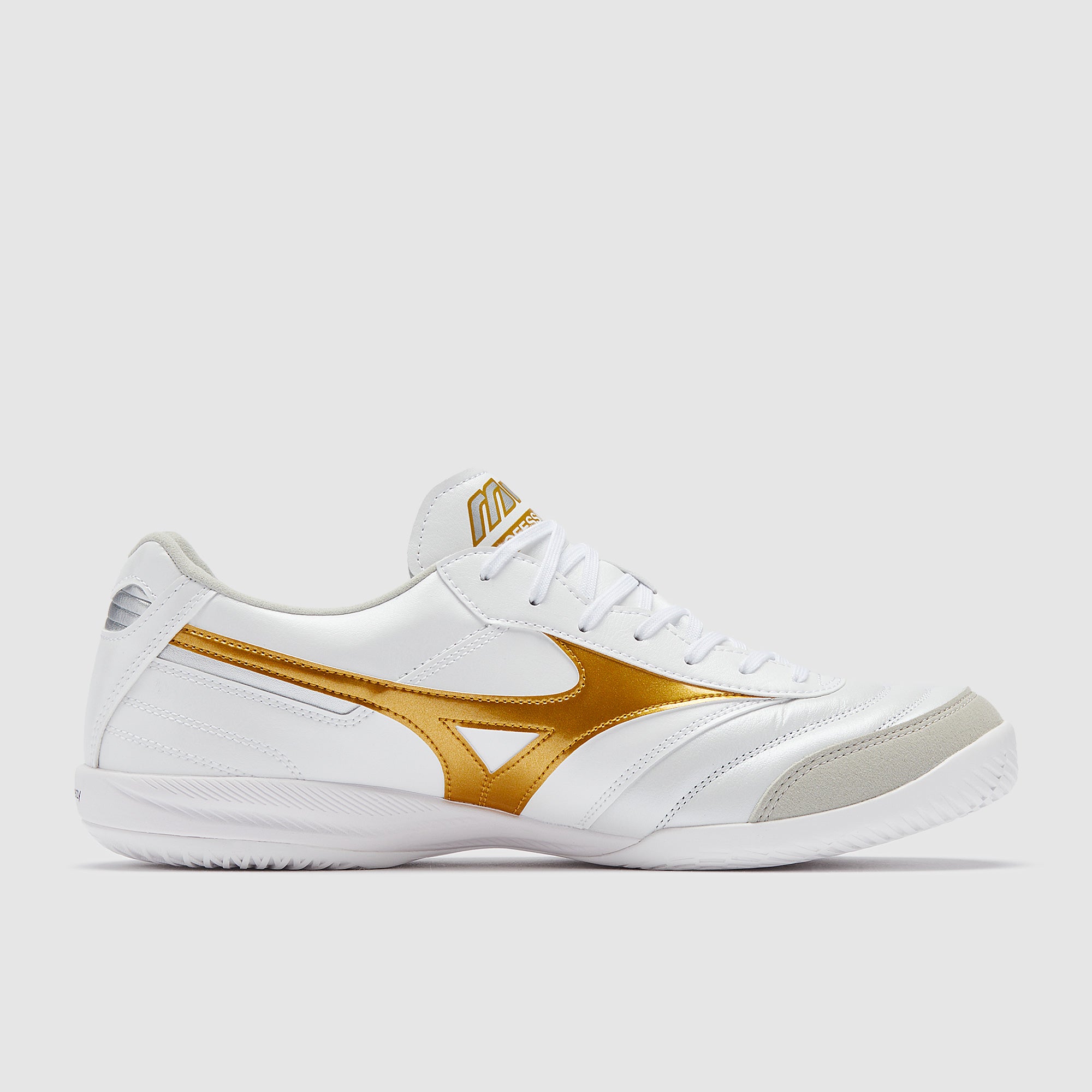 MORELIA SALA ELITE IN ホワイト/ゴールド Mizuno Morelia Sala Elite IN - White/Football Gold/Galaxy Silver