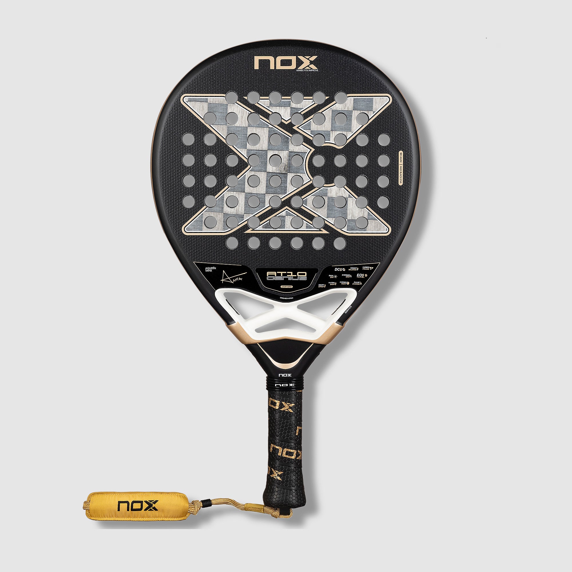 NOX AT10 Genius 18K Alum Agustin Tapia Padel Racket - Black/Silver