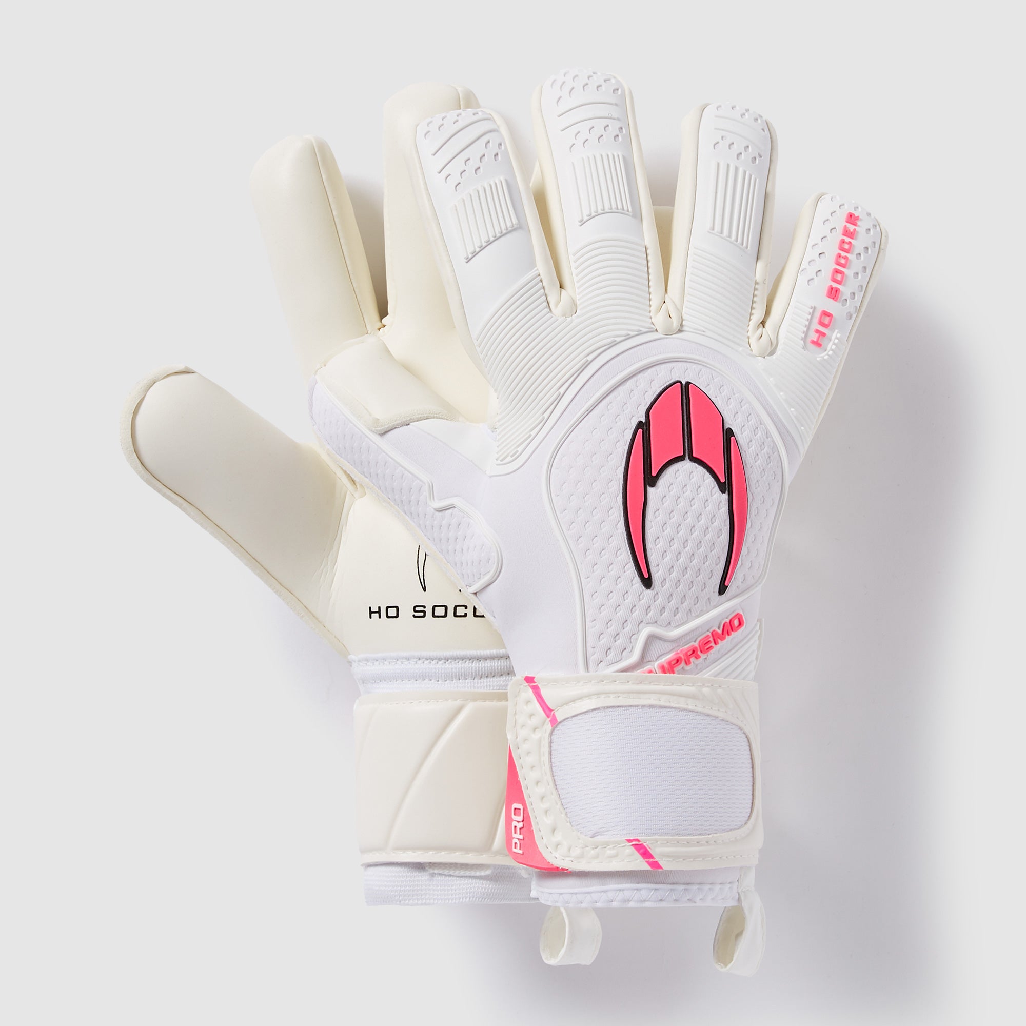 HO SOCCER SUPREMO PRO Ⅱ R/NEG 7.5号 HO Supremo Pro II Negative GK Gloves - White/Pink - Mens GK Gloves