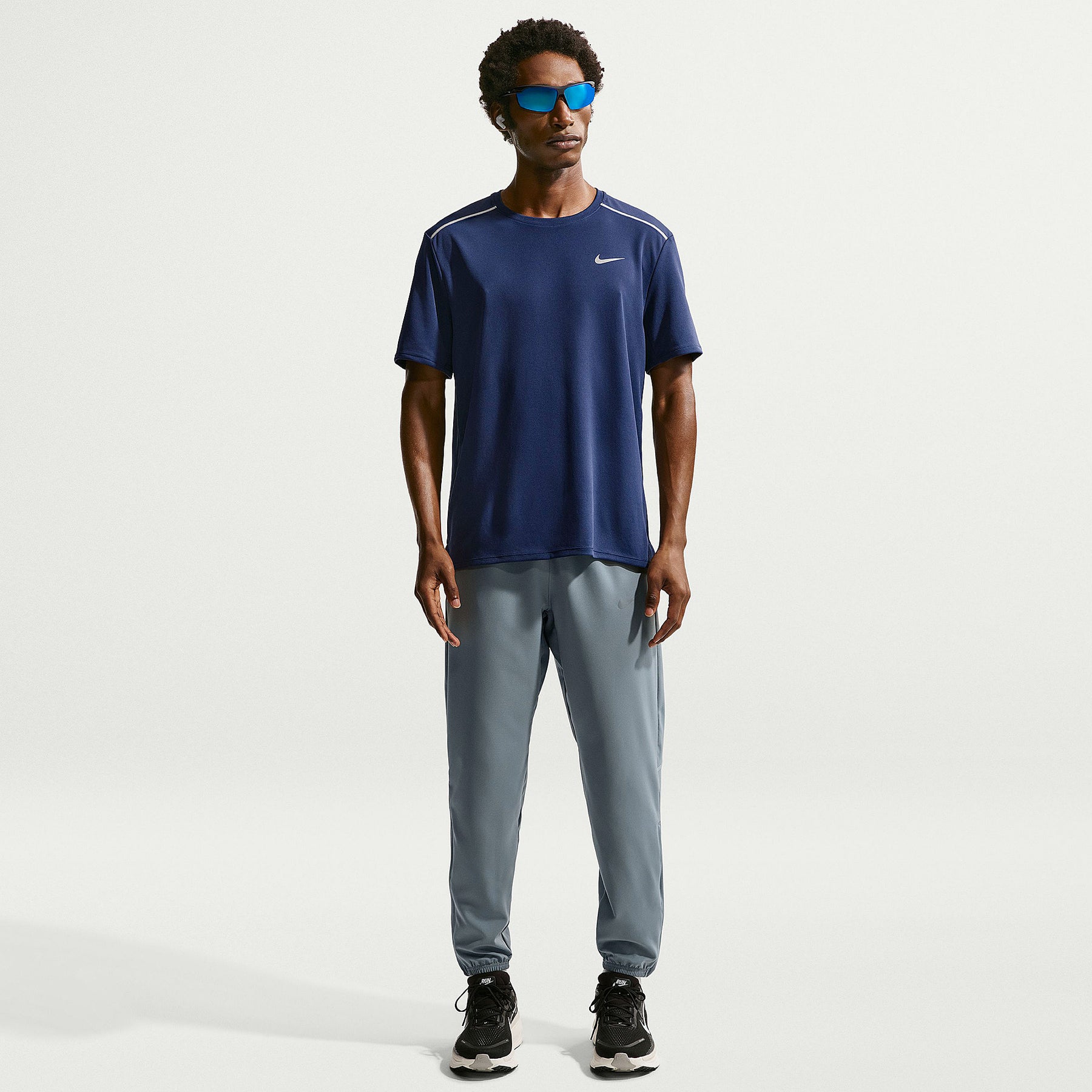 Nike Dri-FIT UV Miler T-Shirt - Midnight Navy/Reflective Silv - Mens ...