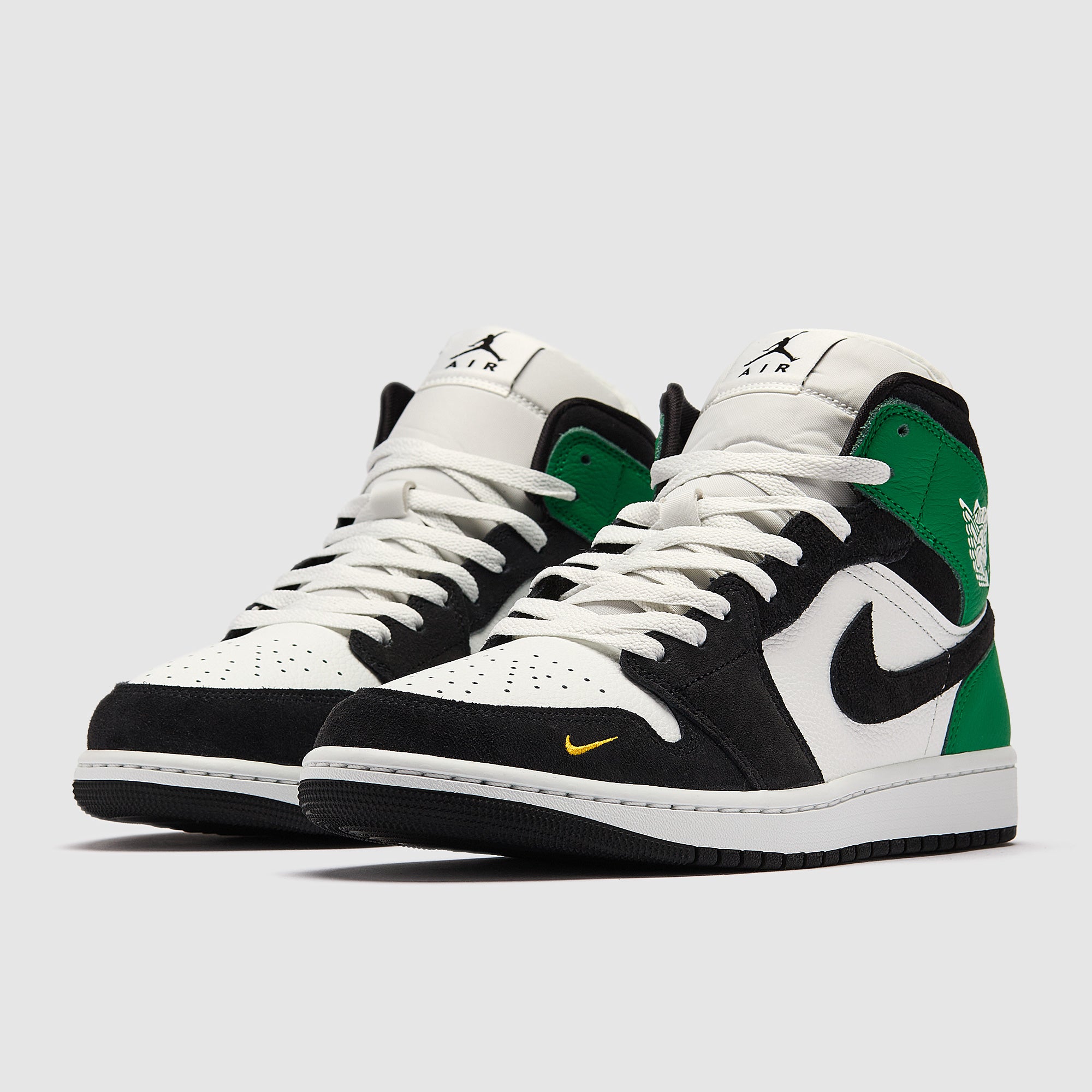 Air Jordan 1 Mid SE - White/Pine Green/Light Smoke Grey - Mens Shoes
