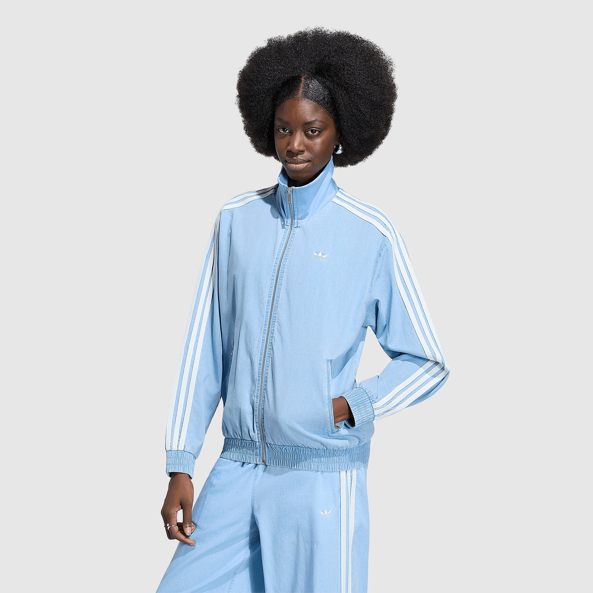 adidas Originals Womens Firebird Denim Track Top - Light Denim