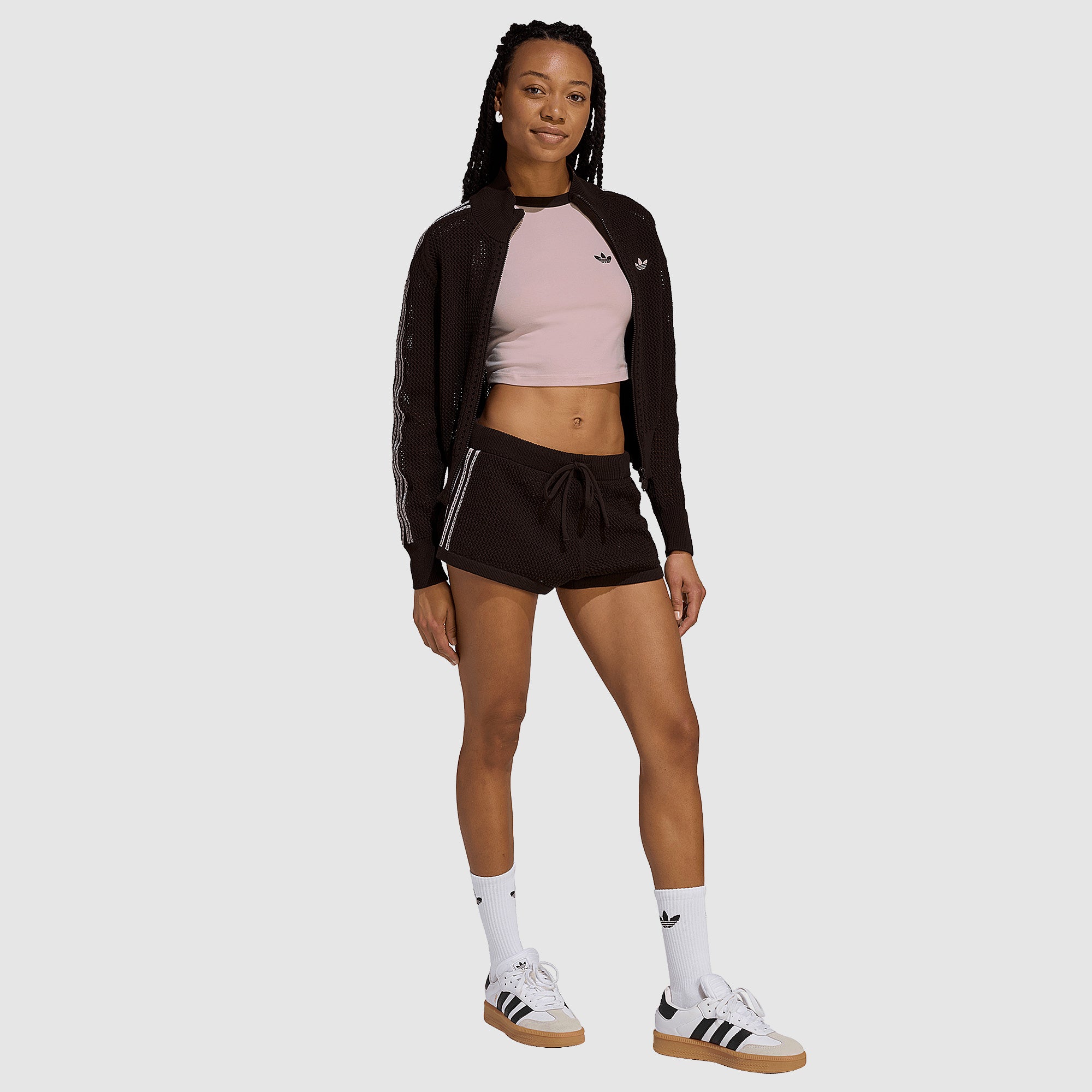 adidas Originals Womens Crochet Track Top - Aurora Coffee - Tops