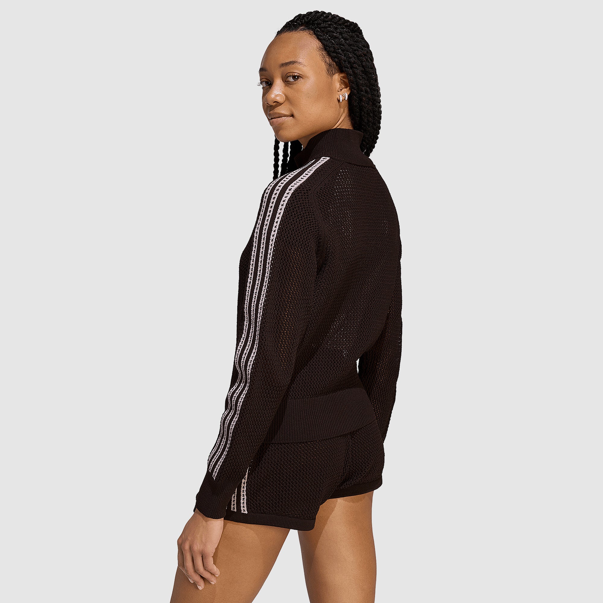 adidas Originals Womens Crochet Track Top - Aurora Coffee - Tops