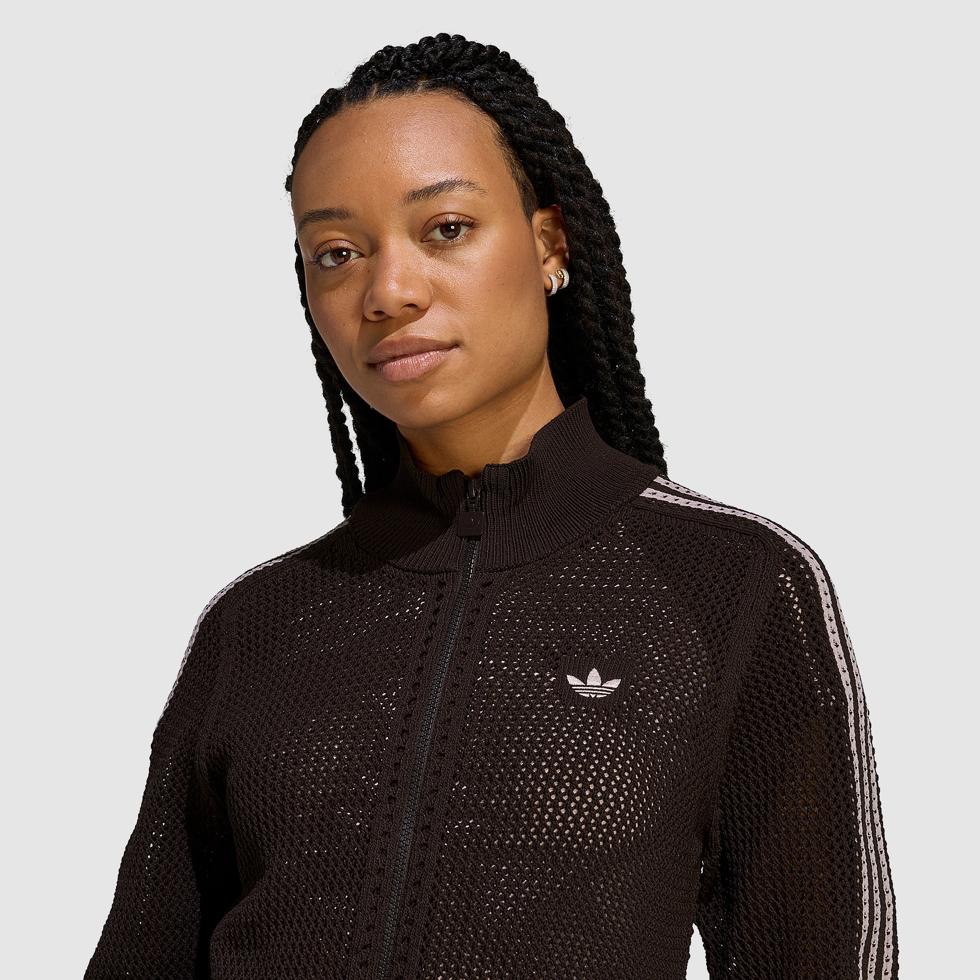 adidas Originals Womens Crochet Track Top - Aurora Coffee - Tops