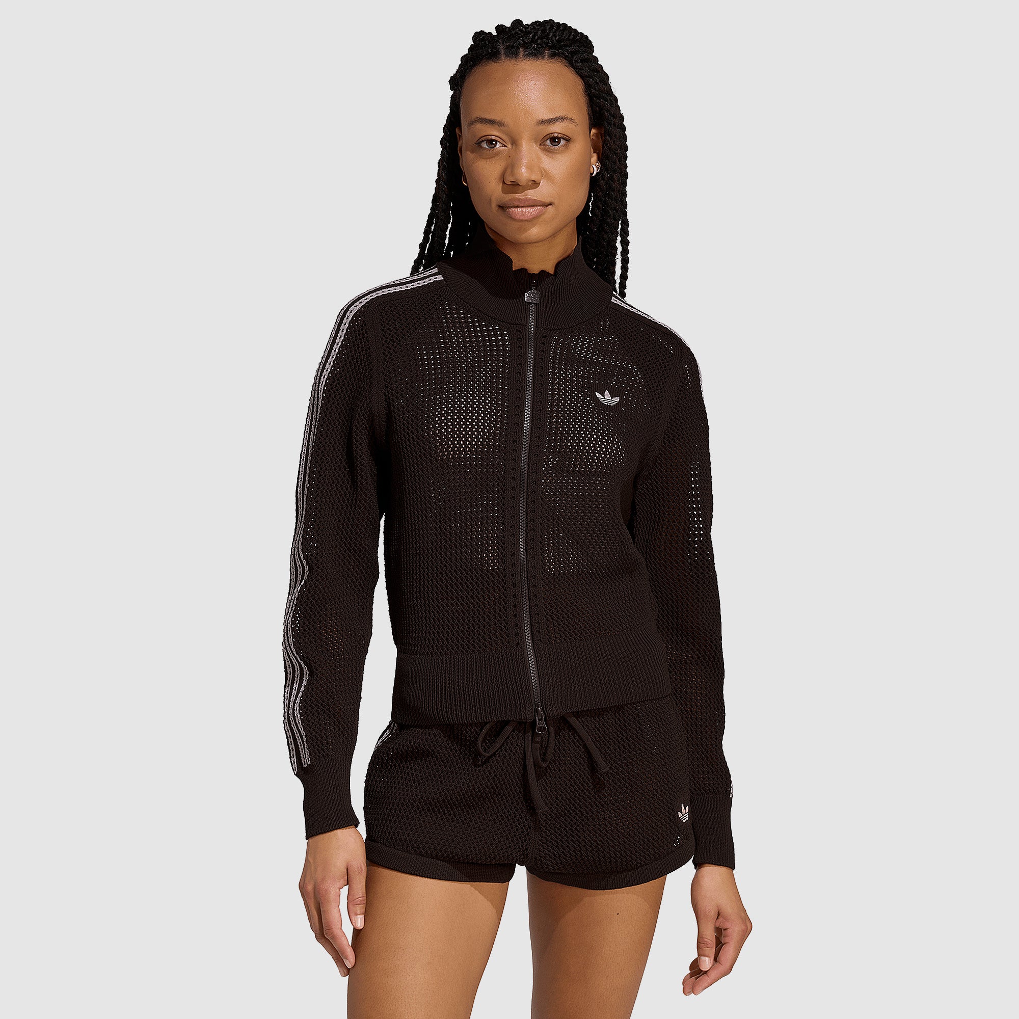 adidas Originals Womens Crochet Track Top - Aurora Coffee - Tops