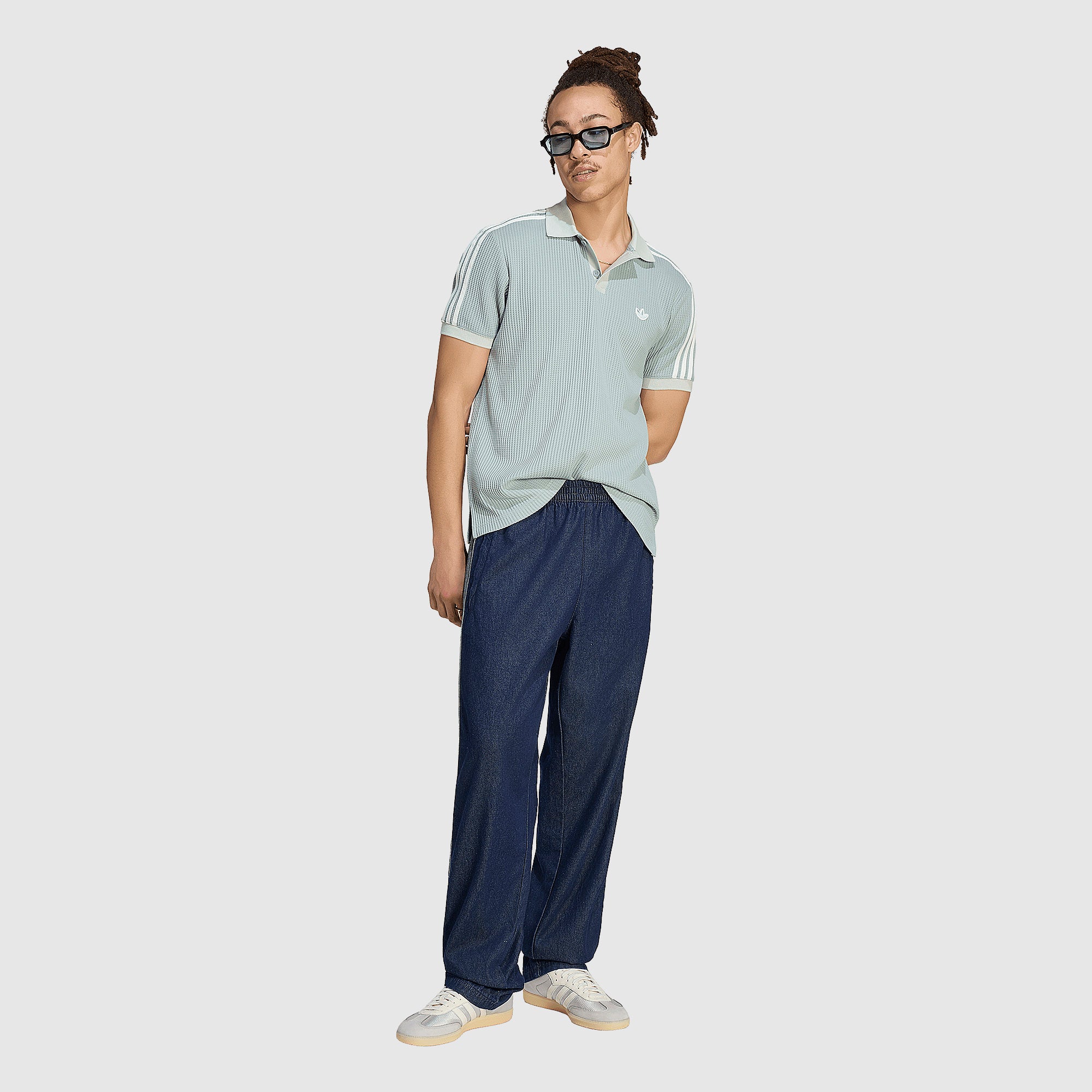 adidas Originals Waffle Polo Shirt - Wonder Sage - Tops - Mens