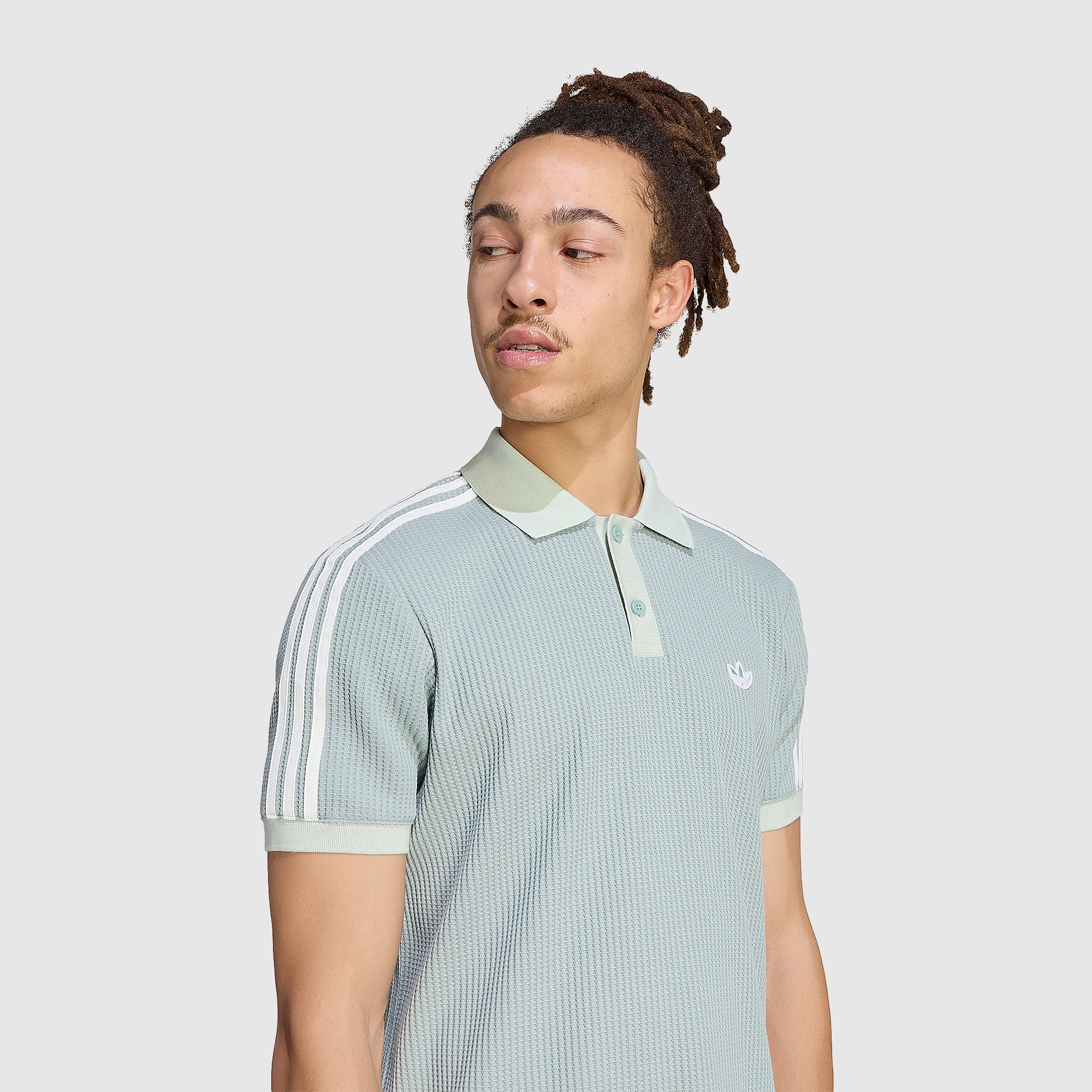 adidas Originals Waffle Polo Shirt - Wonder Sage - Tops - Mens