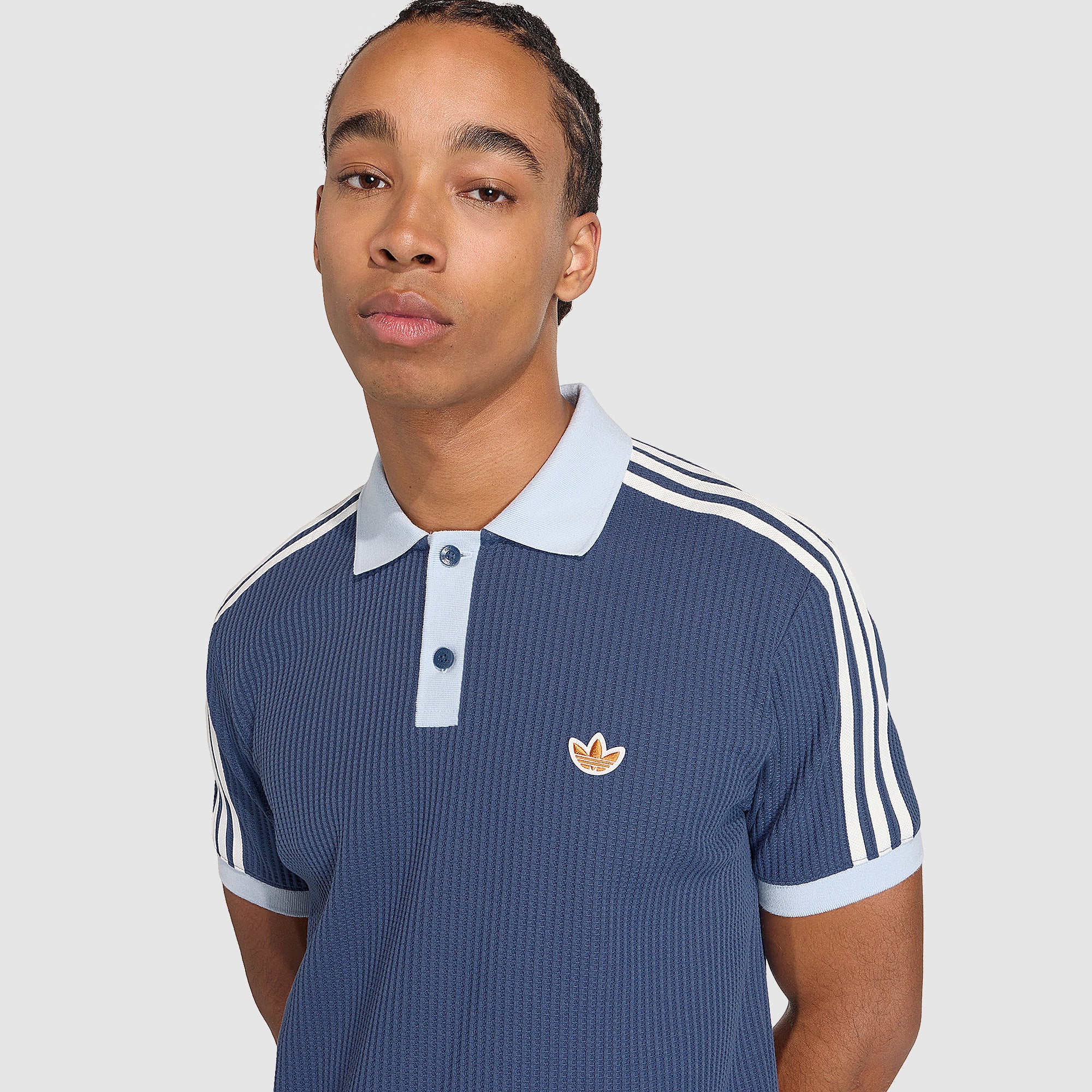 adidas Originals Waffle Polo Shirt - Preloved Ink - Tops - Mens