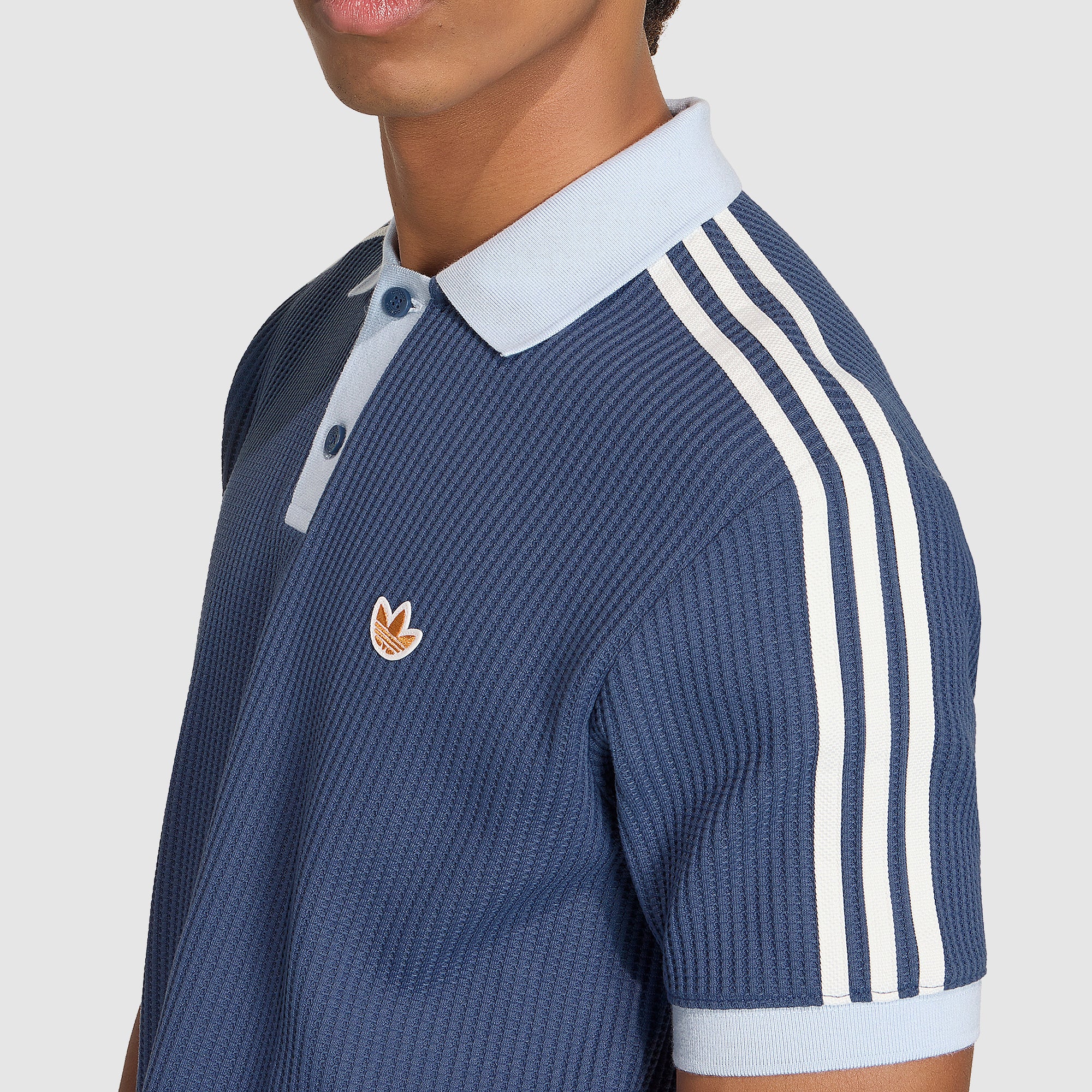 adidas Originals Waffle Polo Shirt - Preloved Ink - Tops - Mens