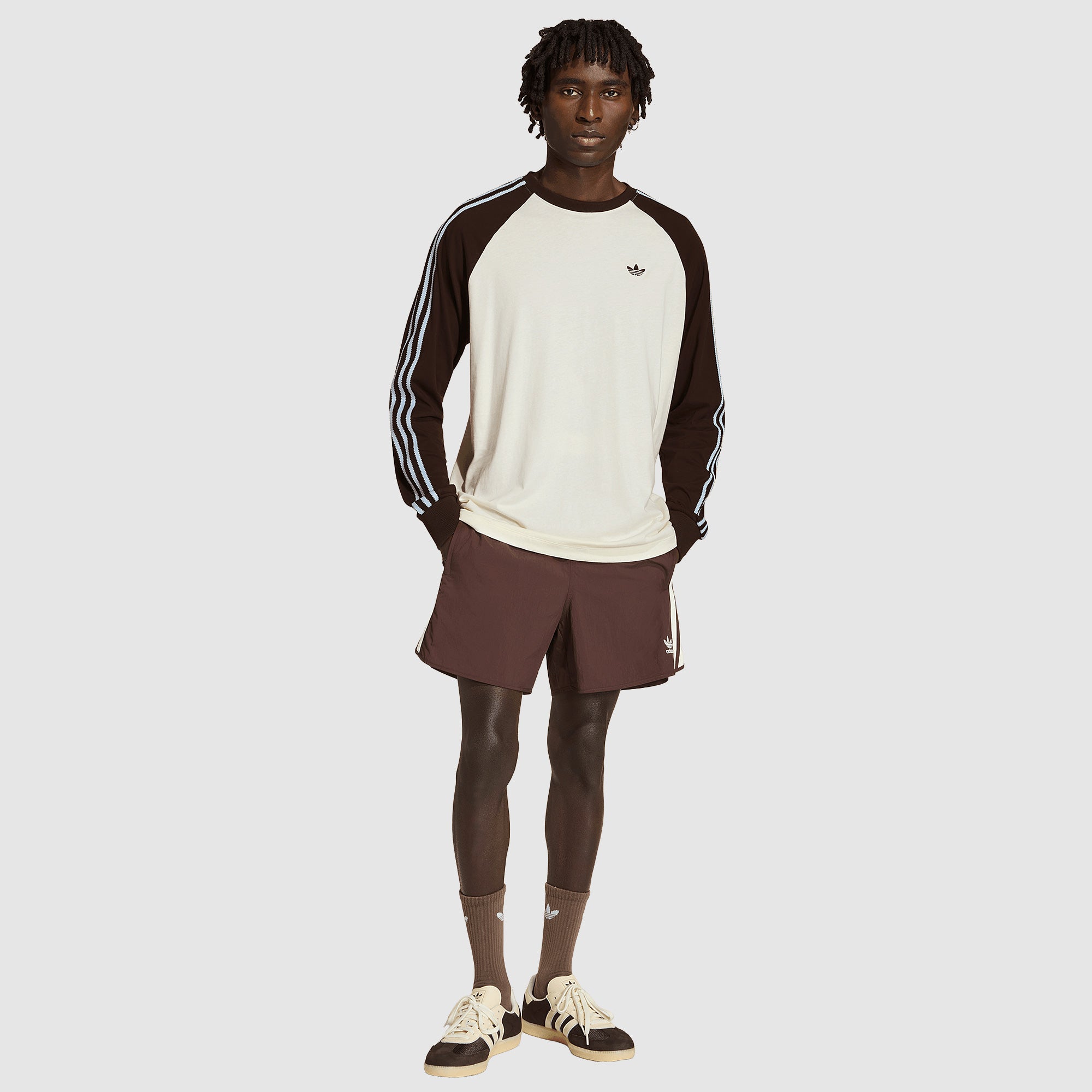 adidas Originals LS Cali T-Shirt - Off White/Aurora Coffee - Tops
