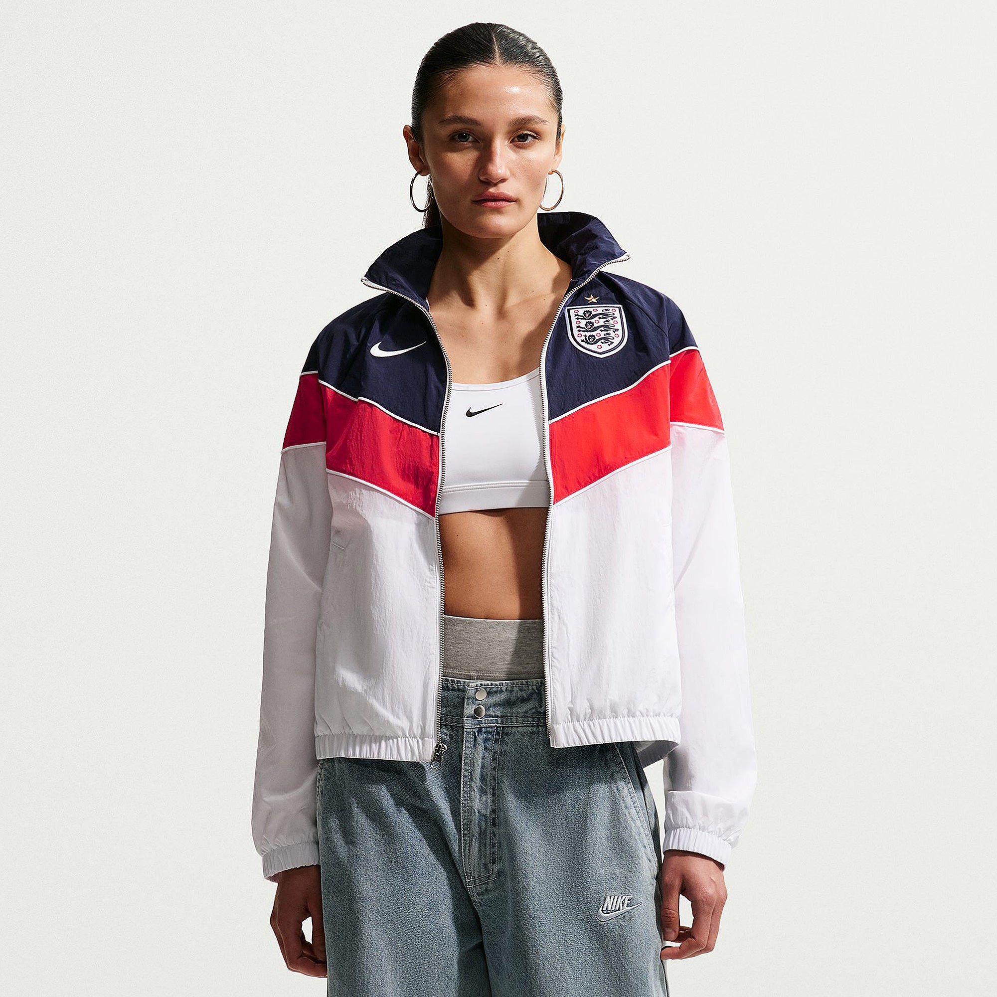 Nike England 2026 Womens NSW UV Woven Jacket - White/Obsidian