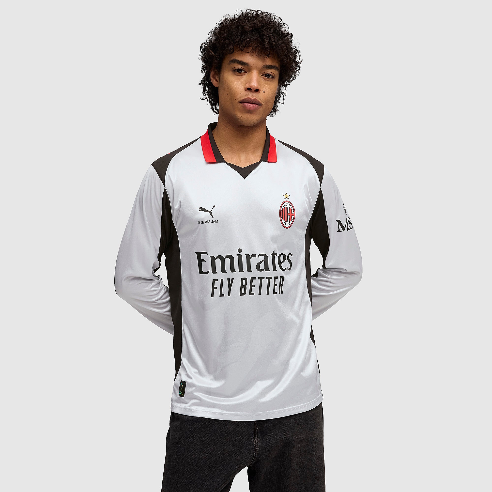 Puma AC Milan 25/26 x Slam Jam LS Shirt - Silver Mist - Mens Replica
