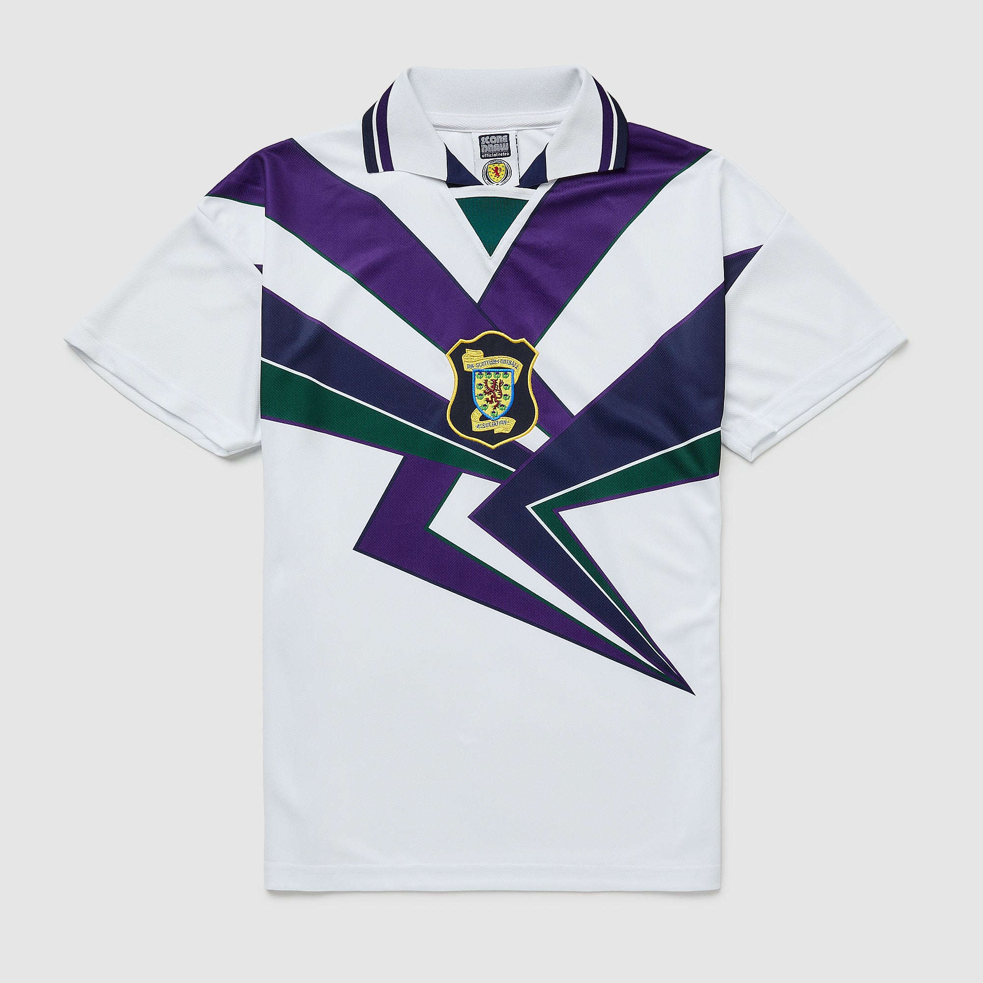Score Draw Retro Scotland 1996 Away Shirt - White/Navy - Mens