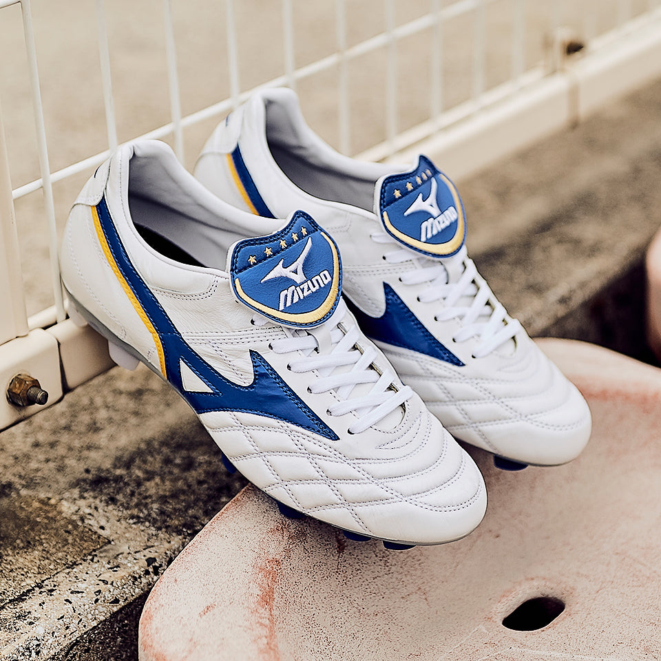 Mizuno Wave Cup Legend FG - White/Wave Cup Blue/Cyber Yellow