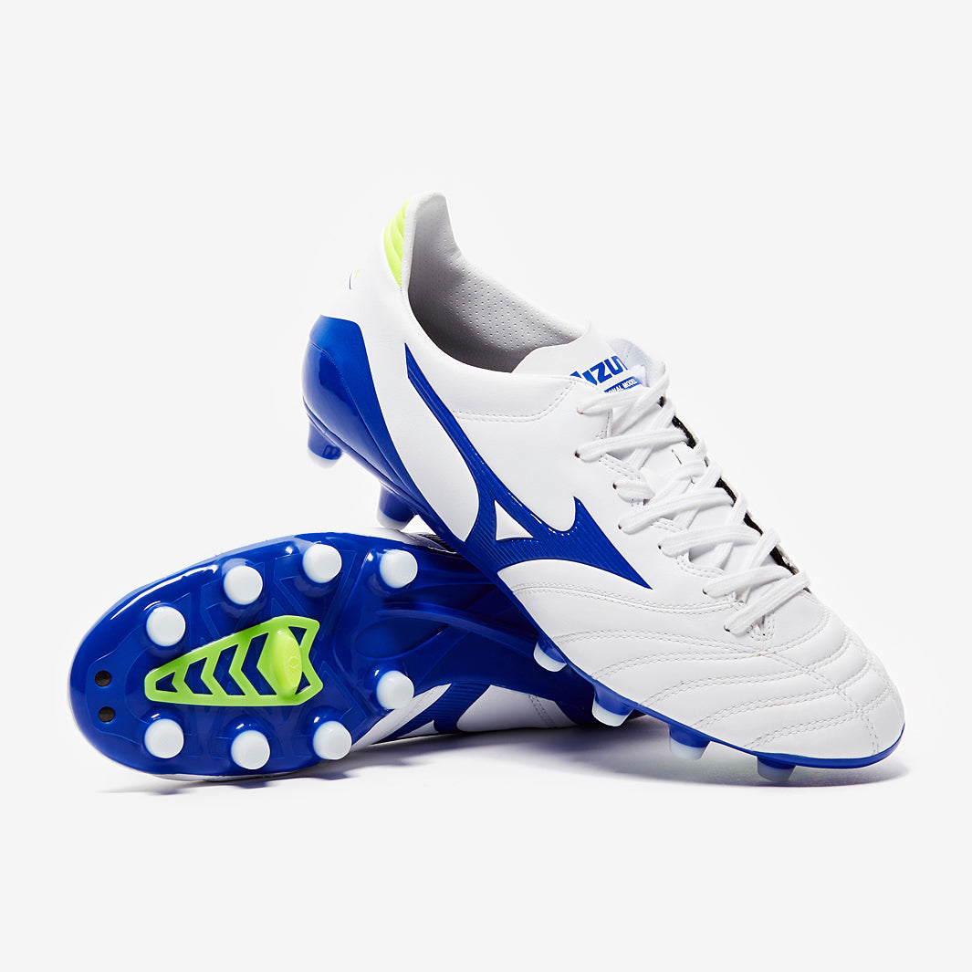 Mizuno Morelia Neo KL II FG - White/Wave Cup Blue/Safety Yellow