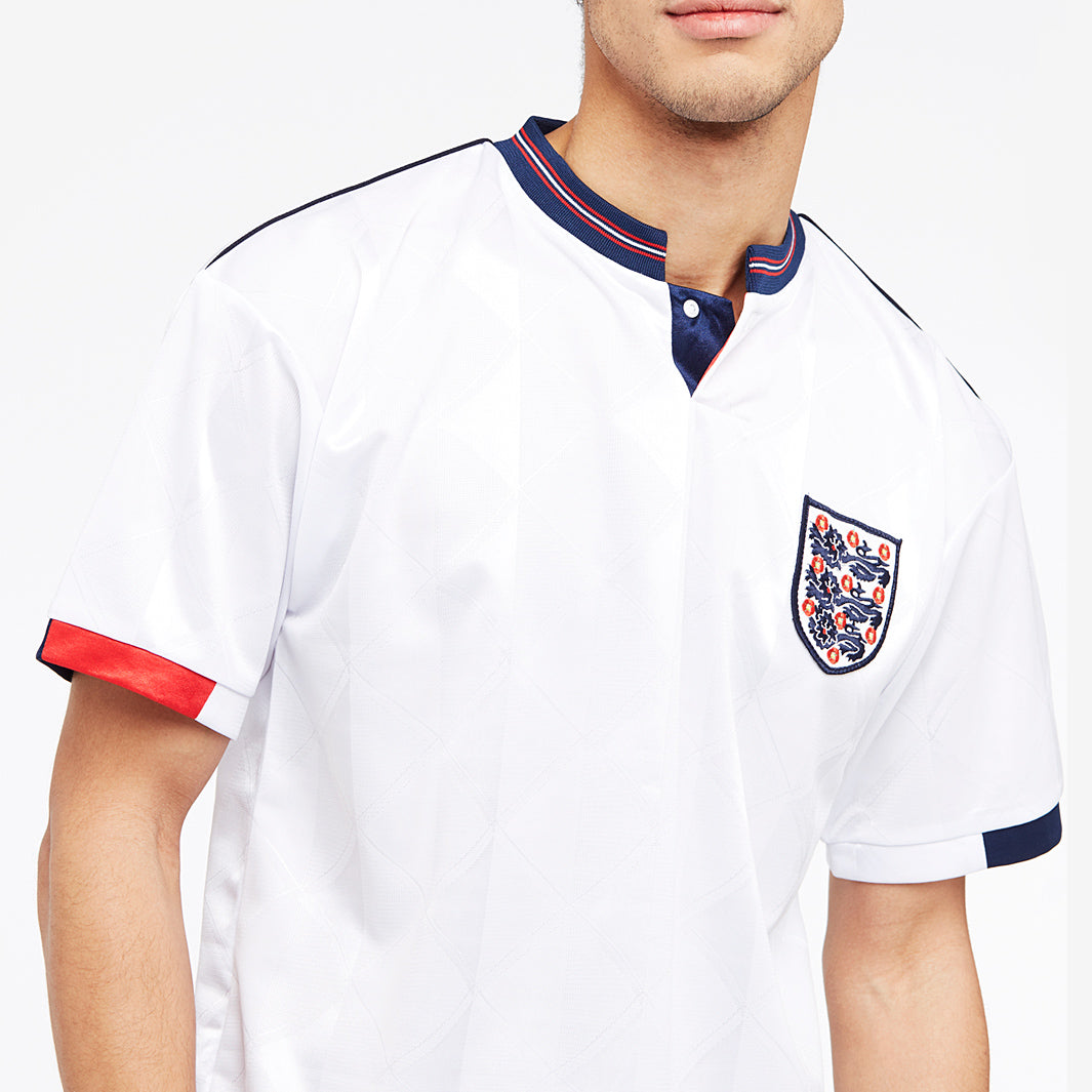 Score Draw Retro England 1989 Home Shirt - White/Navy - Mens