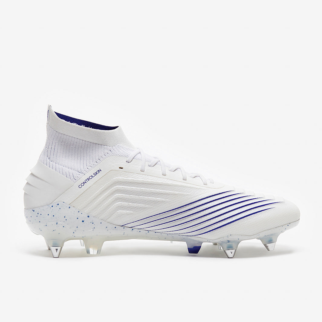 adidas Predator 19.1 SG - White/Bold Blue - Soft Ground - Mens Boots