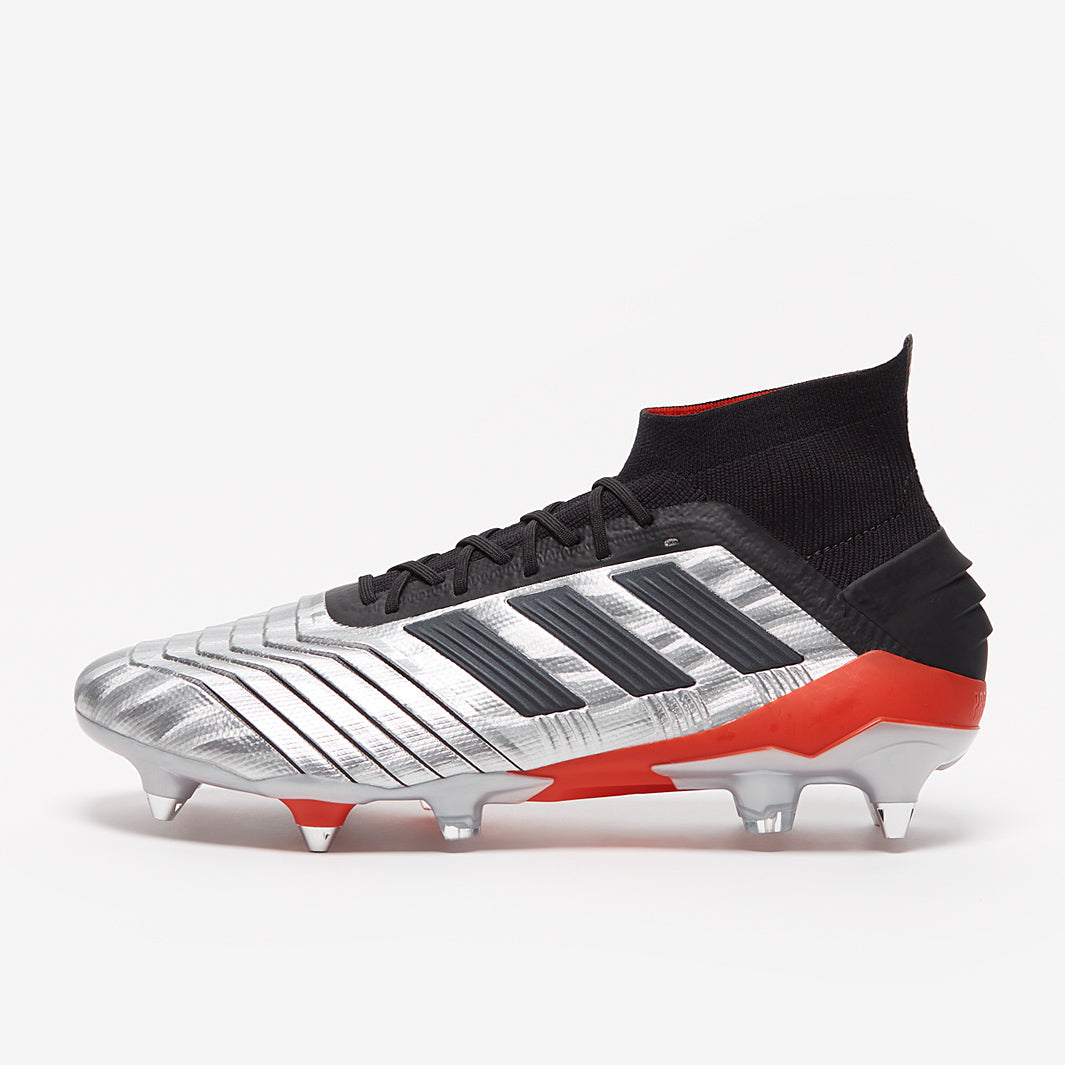 adidas Predator 19.1 SG - Silver Metallic/Core Black/Red - Soft