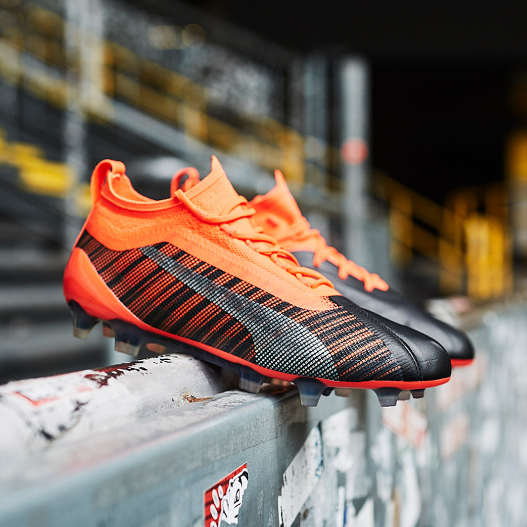 プーマ ワン 5.1 FG/AG プーマブラック×プーマエイジドシルバー 28 Puma One 5.1 FG/AG - Puma Black/Energy Red/Aged Silver - Firm
