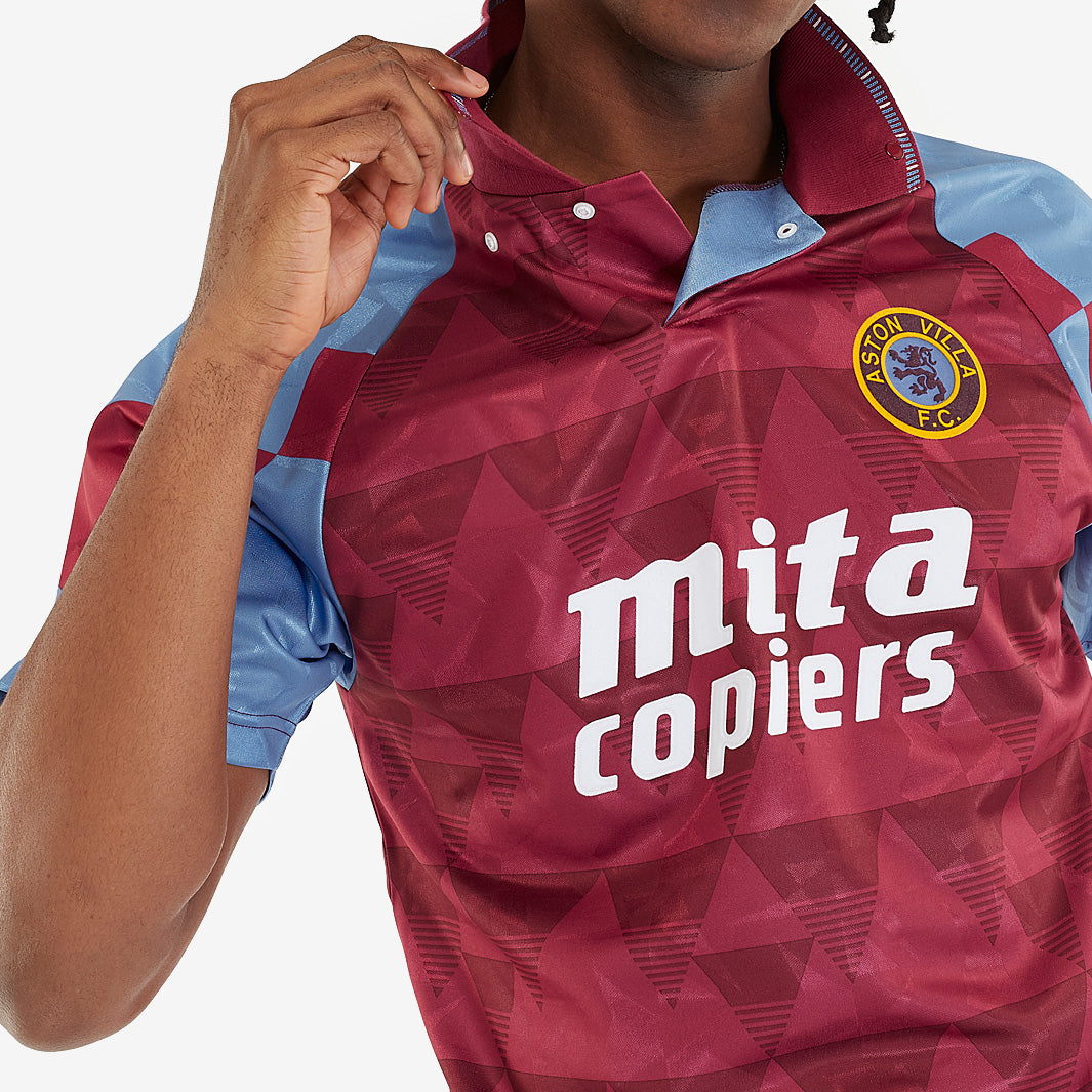 Score Draw Aston Villa 1990 Umbro Home Shirt - Claret/Blue - Mens