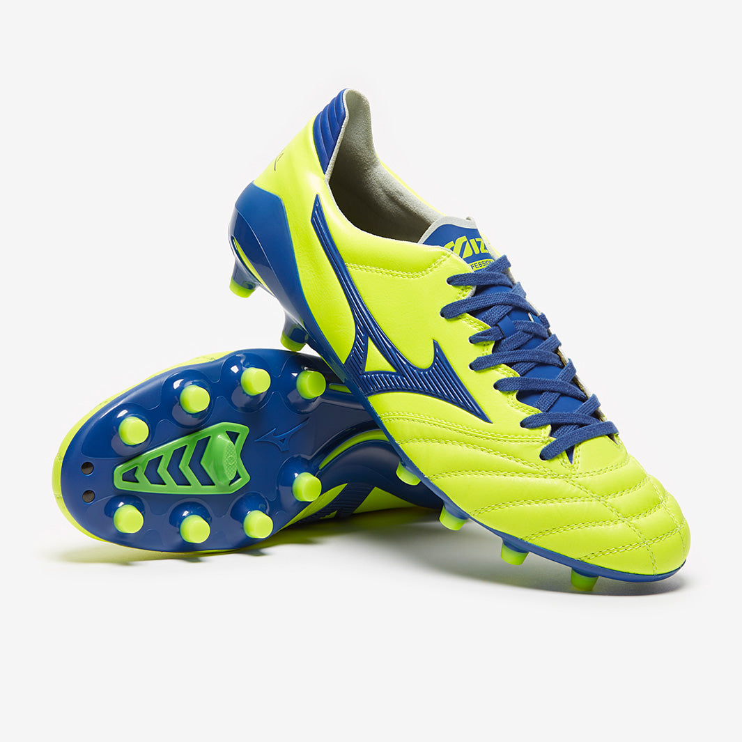 Mizuno Morelia Neo II Made In Japan FG - Safety Yellow/True Blue