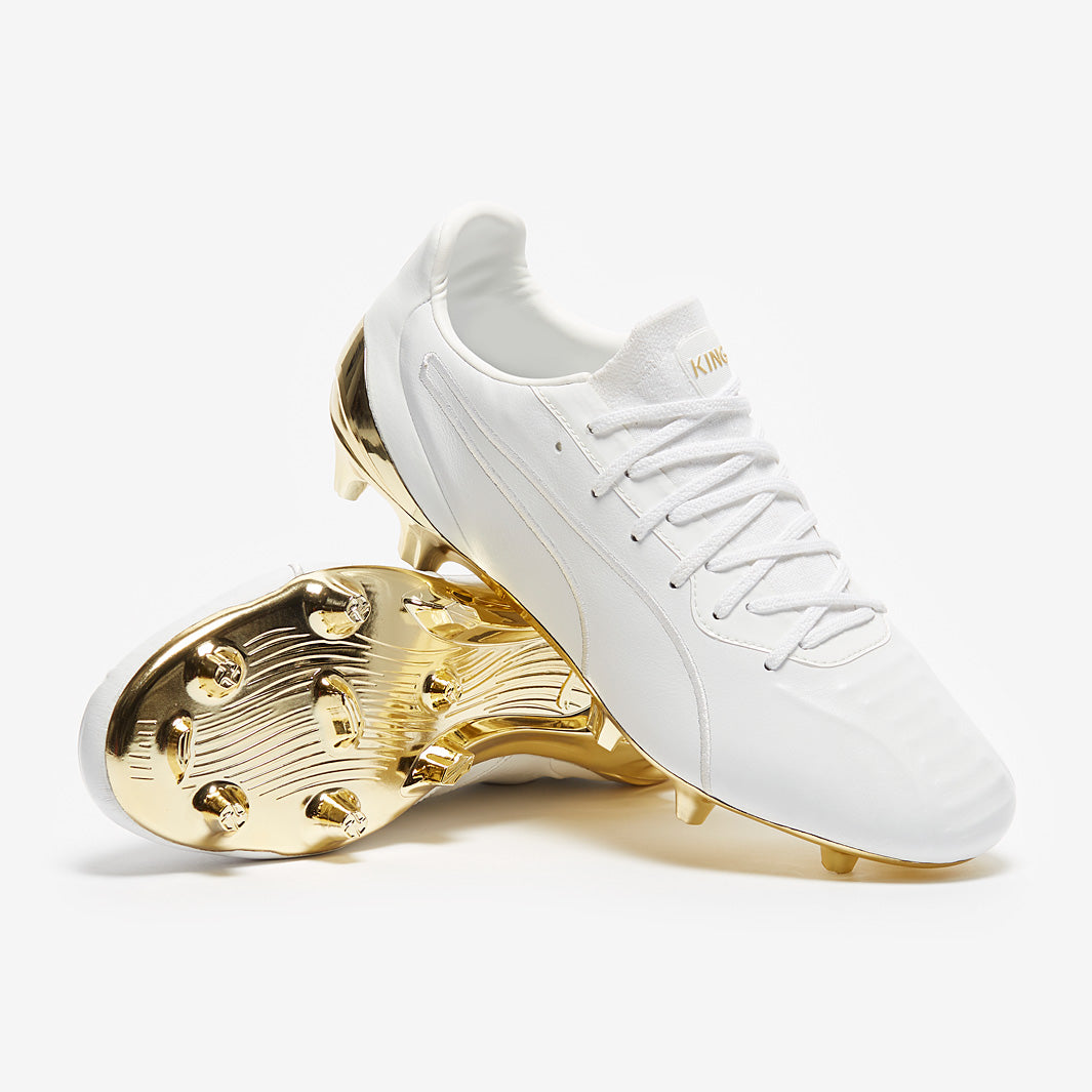 Puma King Platinum FG/AG - White/Gold - Firm Ground - Mens Boots