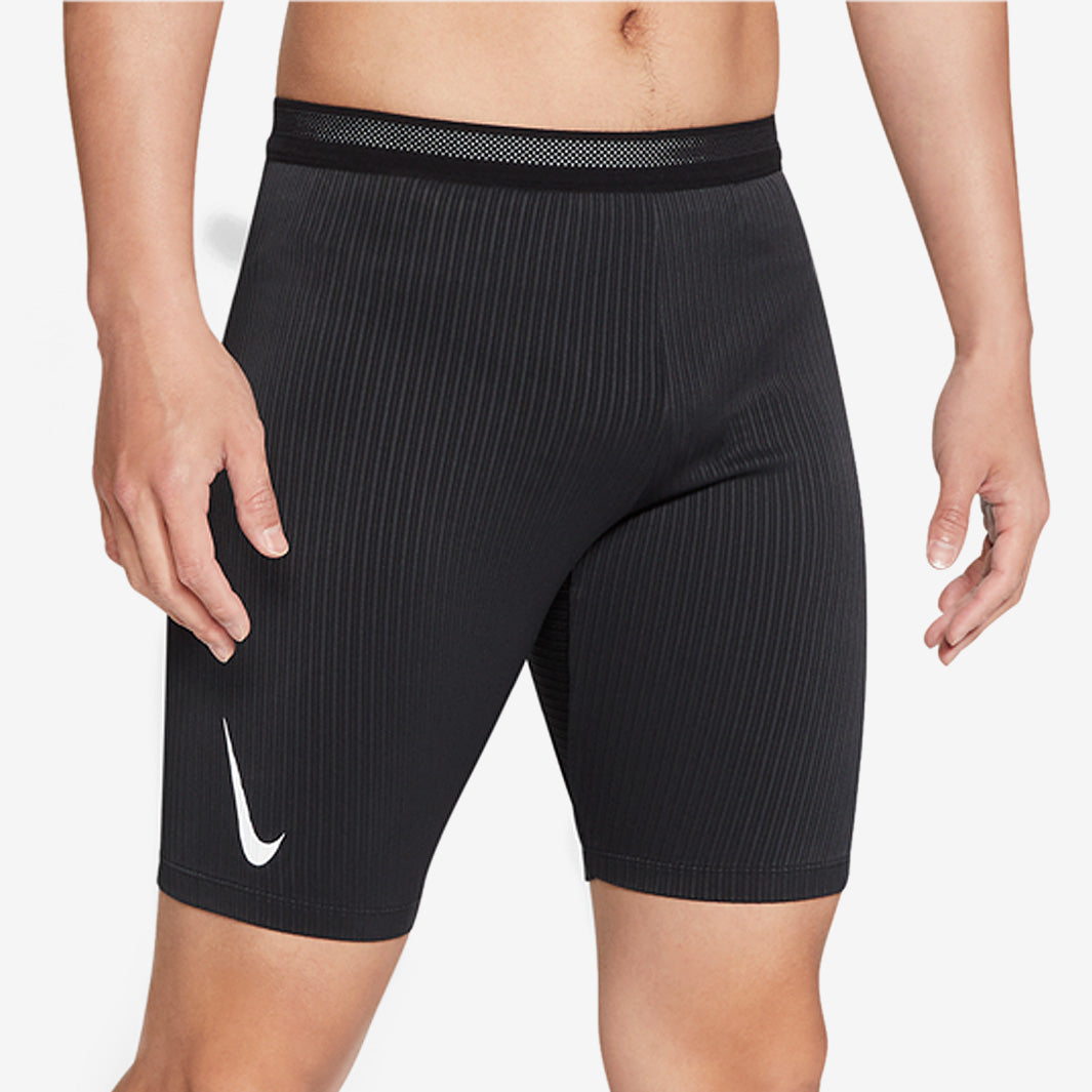 Nike AeroSwift Half Tight - Black/Black/Black/White - Mens Clothing