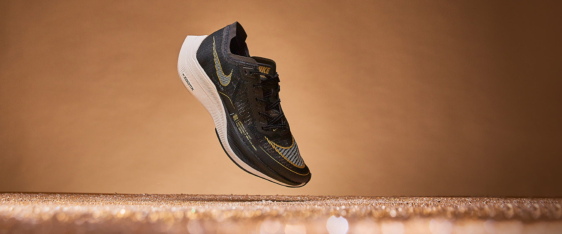 Nike ZoomX Vaporfly Next Percent 2 - Black/White-Mtlc Gold Coin