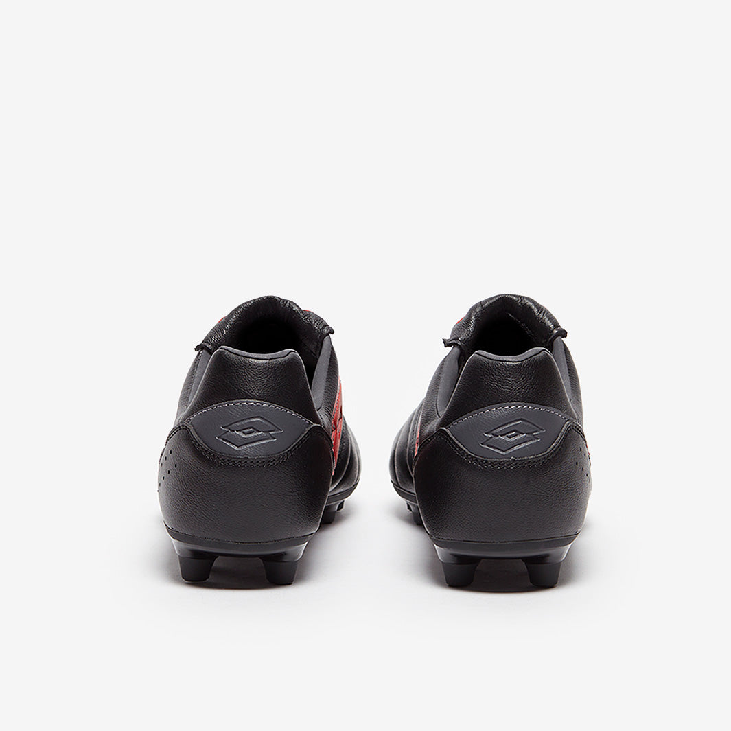 Lotto Stadio 200 III FG - All Black/Flame Red - Mens Boots