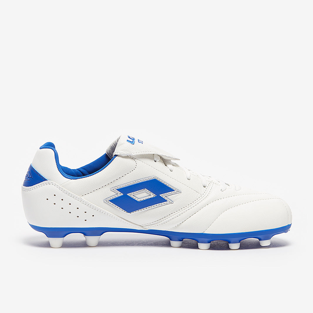 Lotto Stadio 200 III FG - All White/Pacific Blue - Mens Boots