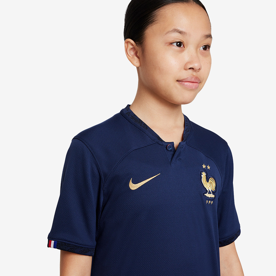 Nike France Kids 2023 Dri-Fit SS Home Shirt
