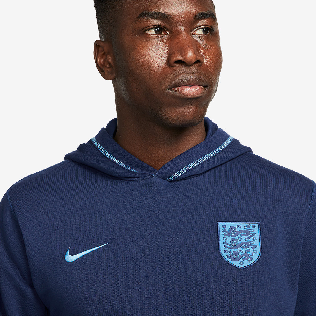 Nike England 22/23 Fleece Travel Hoodie - Blue Void/Blue Fury/Blue
