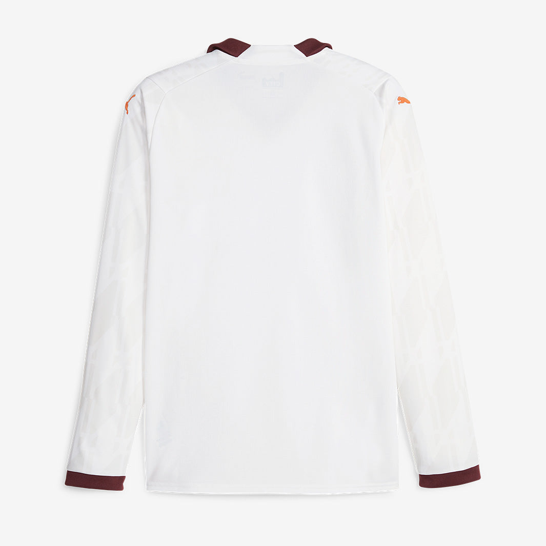 Puma Manchester City 23/24 LS Away Shirt - Puma White/Aubergine