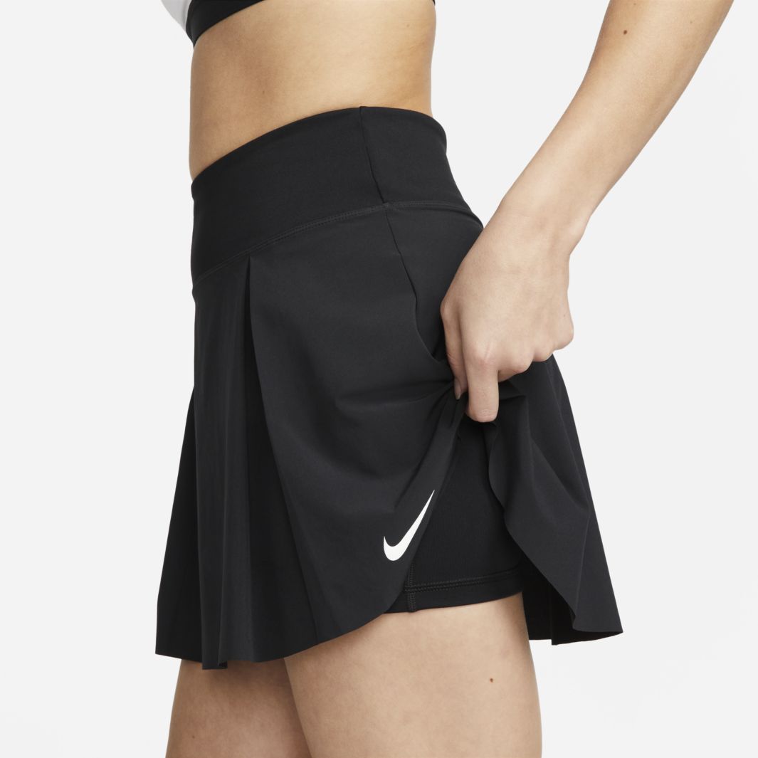 Nike Womens Dri-FIT Club Short Skirt - Black/White - Womens Clothing