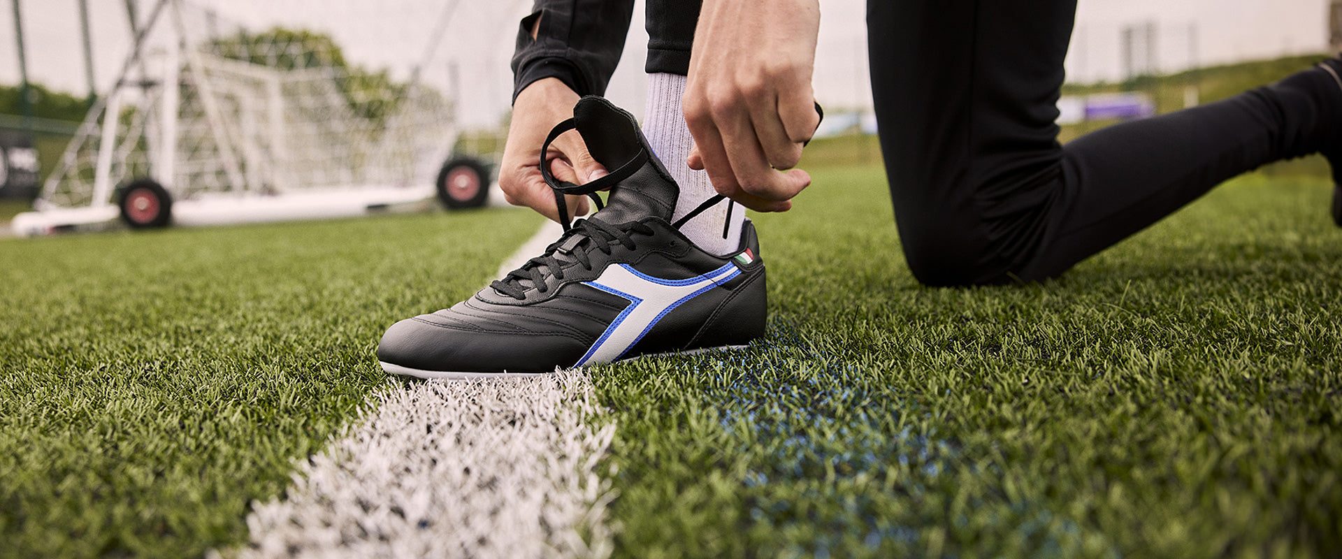 Diadora Brasil Classico Leather FG - Black/White/Royal Blue - Mens