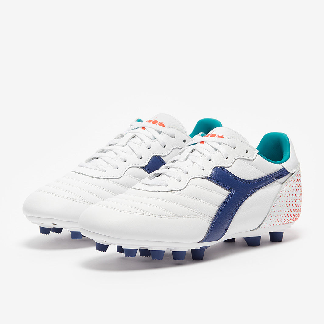 Diadora Brasil Pro FG - White/Navy - Mens Boots