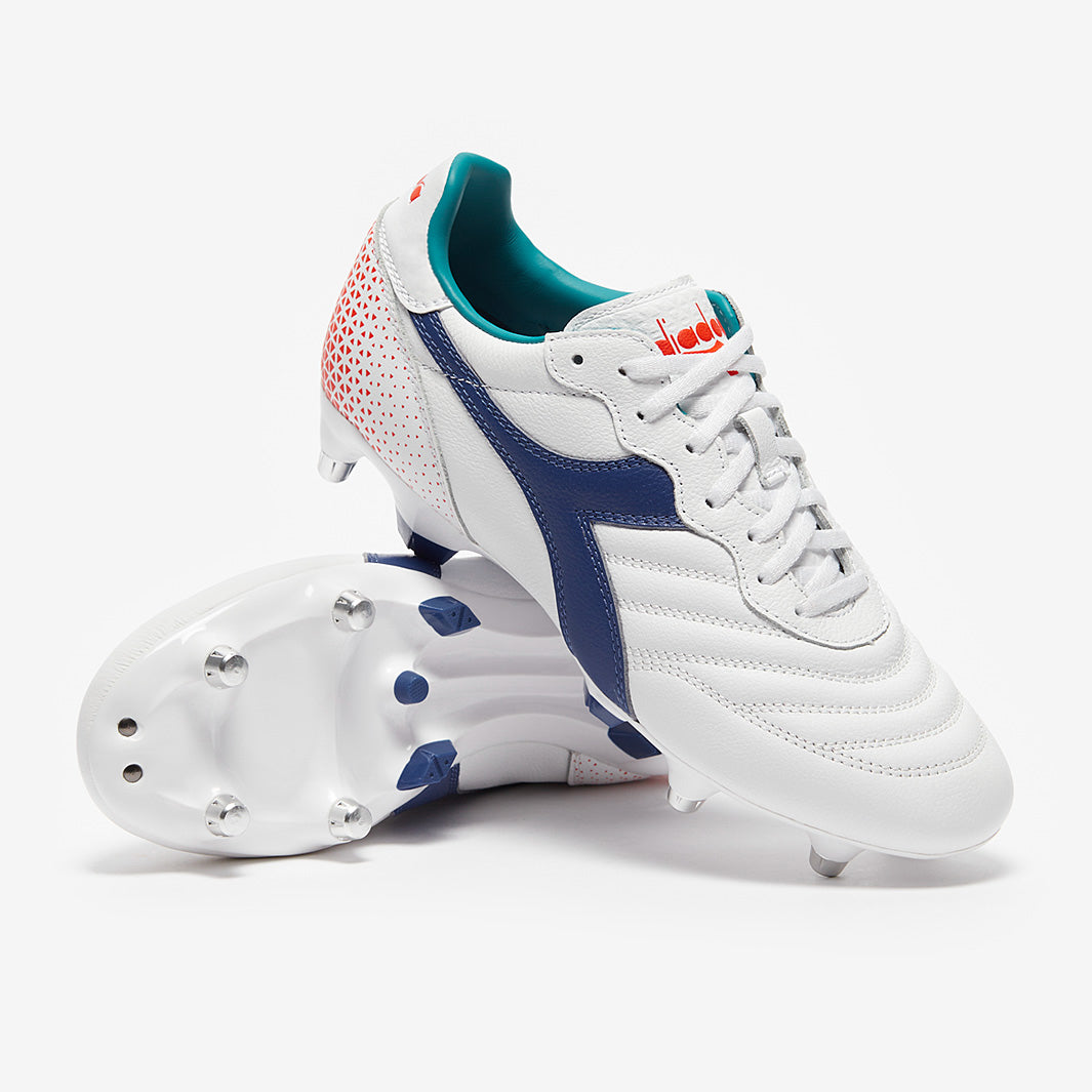 Diadora Brasil Pro SG - White/Navy - Mens Boots
