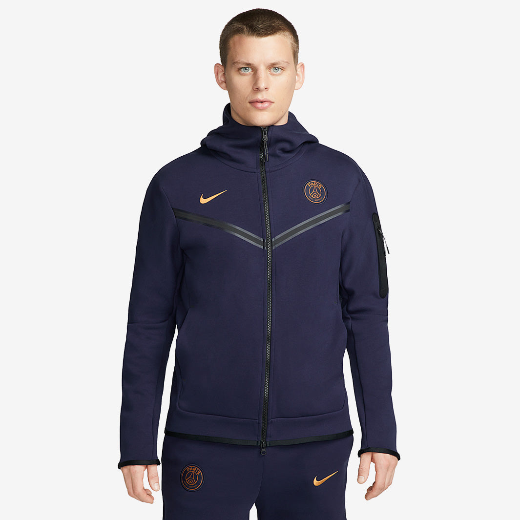 Nike PSG 23/24 NSW Tech Fleece Hoodie FZWR - Blackened Blue/Gold