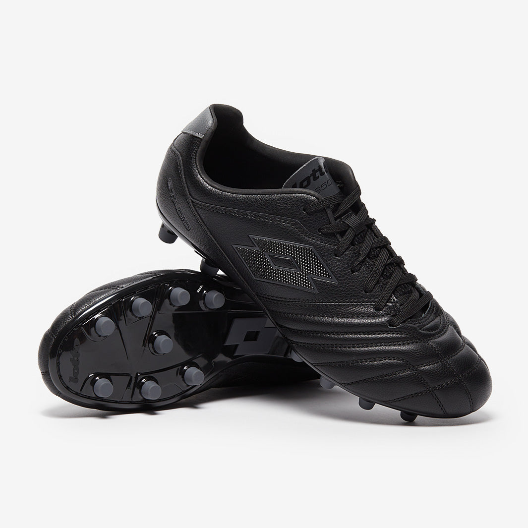 Lotto Stadio 200 III Firm Ground - All Black/Light PlatIndooro