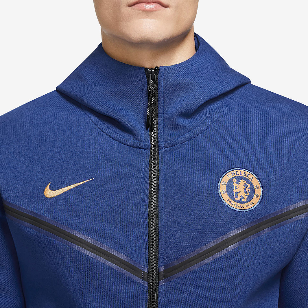 chelsea 24-25 テックフリース セットアップ ネイビー×ゴールド Nike Chelsea 23/24 NSW Tech Fleece Hoodie - Rush Blue/Club Gold