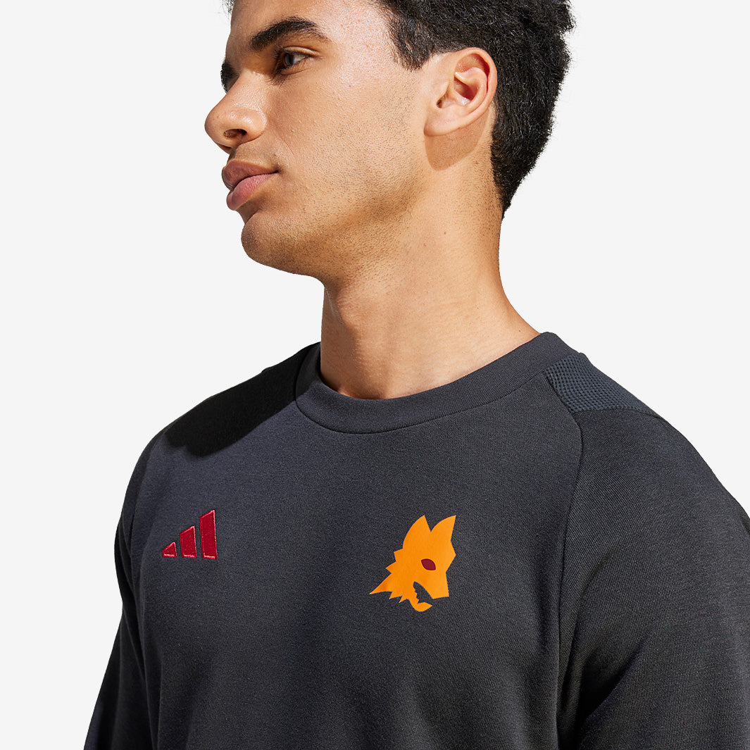 adidas Roma 23/24 Crewneck Jumper - Black - Mens Replica