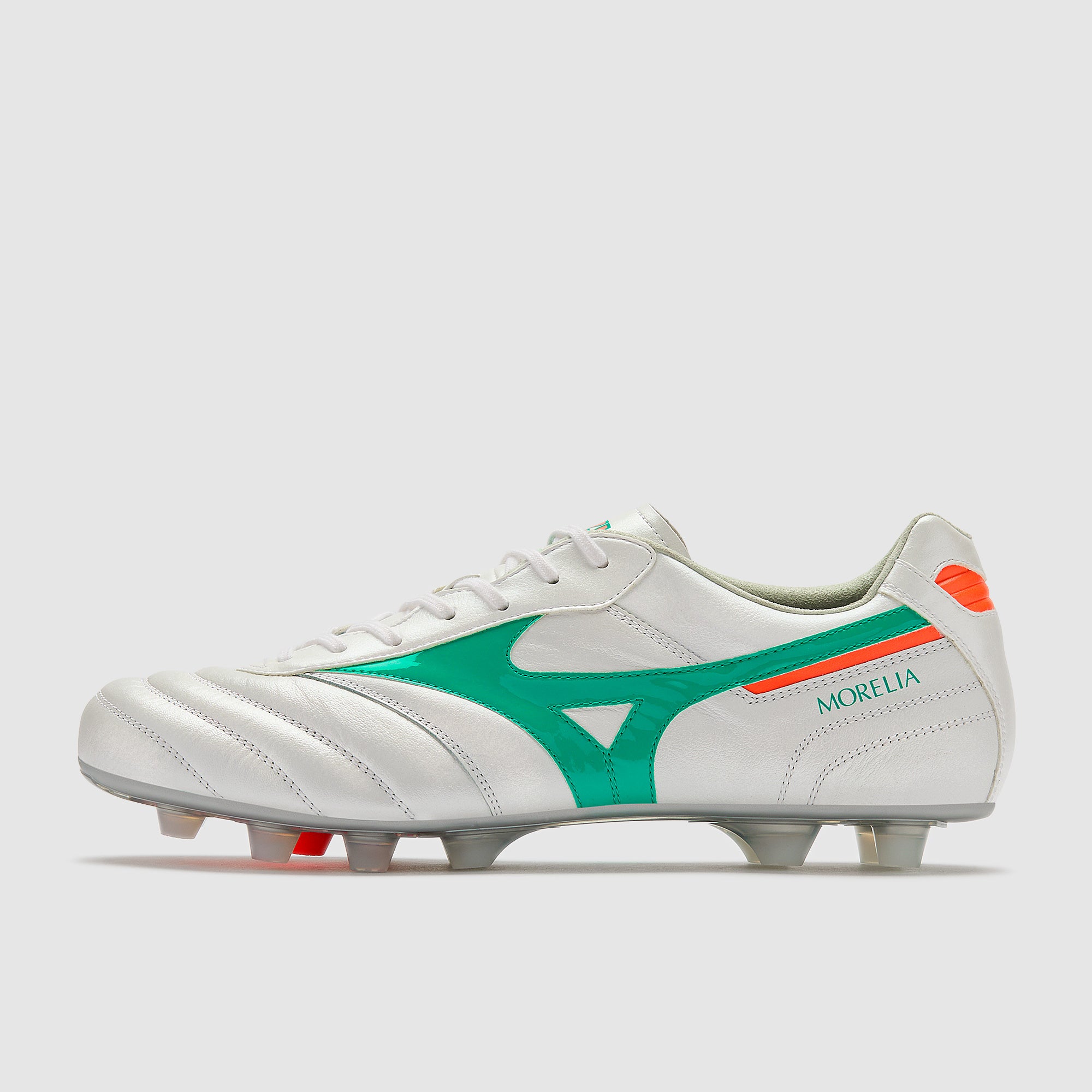 Mizuno Morelia II Elite Firm Ground - White/Arcadia/Lava Orange