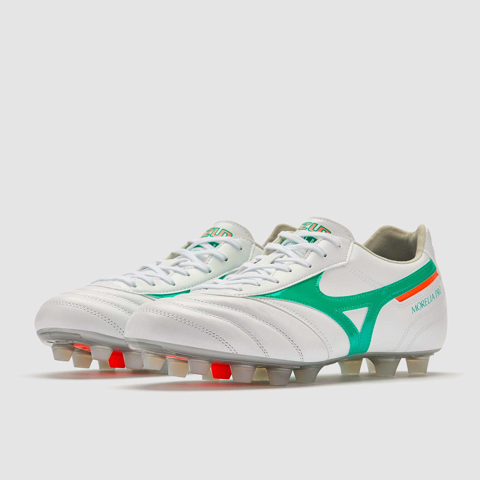 Mizuno Morelia II Pro Firm Ground - White/Arcadia/Lava Orange
