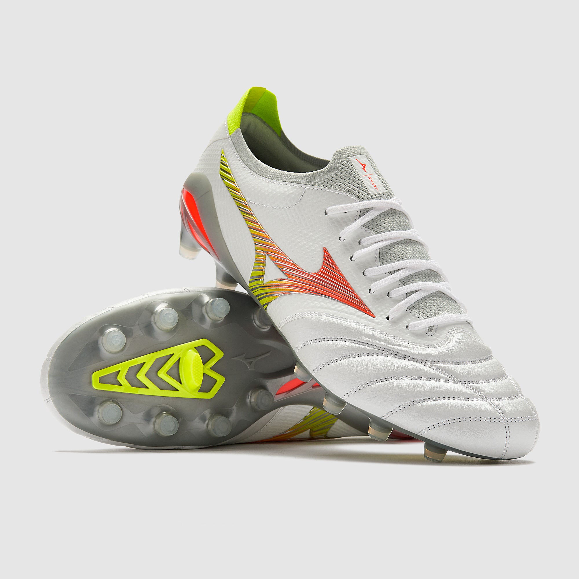 Mizuno Morelia Neo V Beta Elite Firm Ground - White/Lava Orange