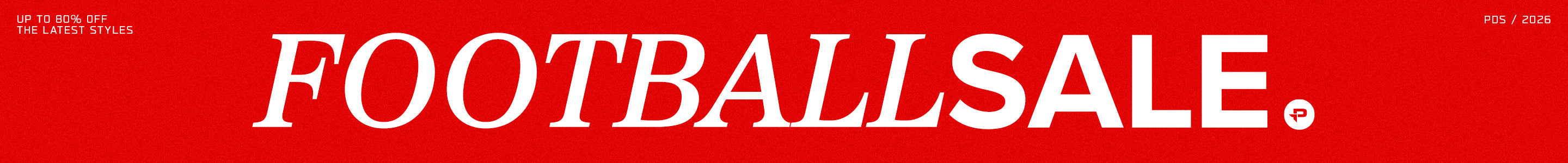 Red background with 'FOOTBALLSALE' text in white