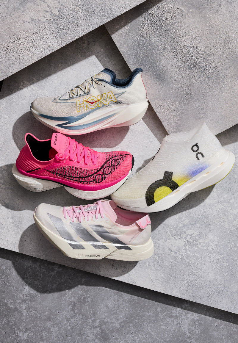 running shoes on stone background